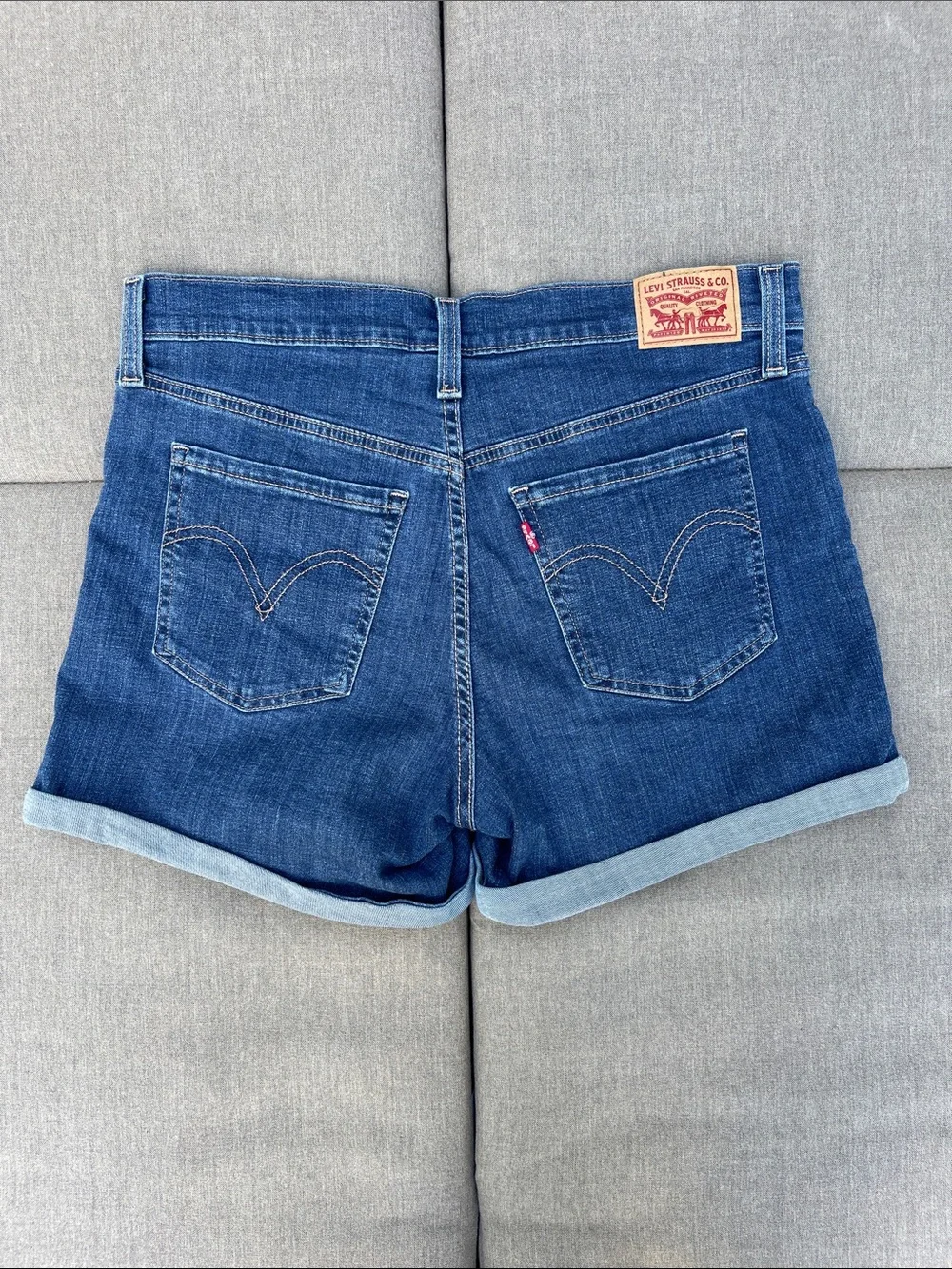LEVI’S Mid-Length/Mid-Rise Distressed Denim Shorts
